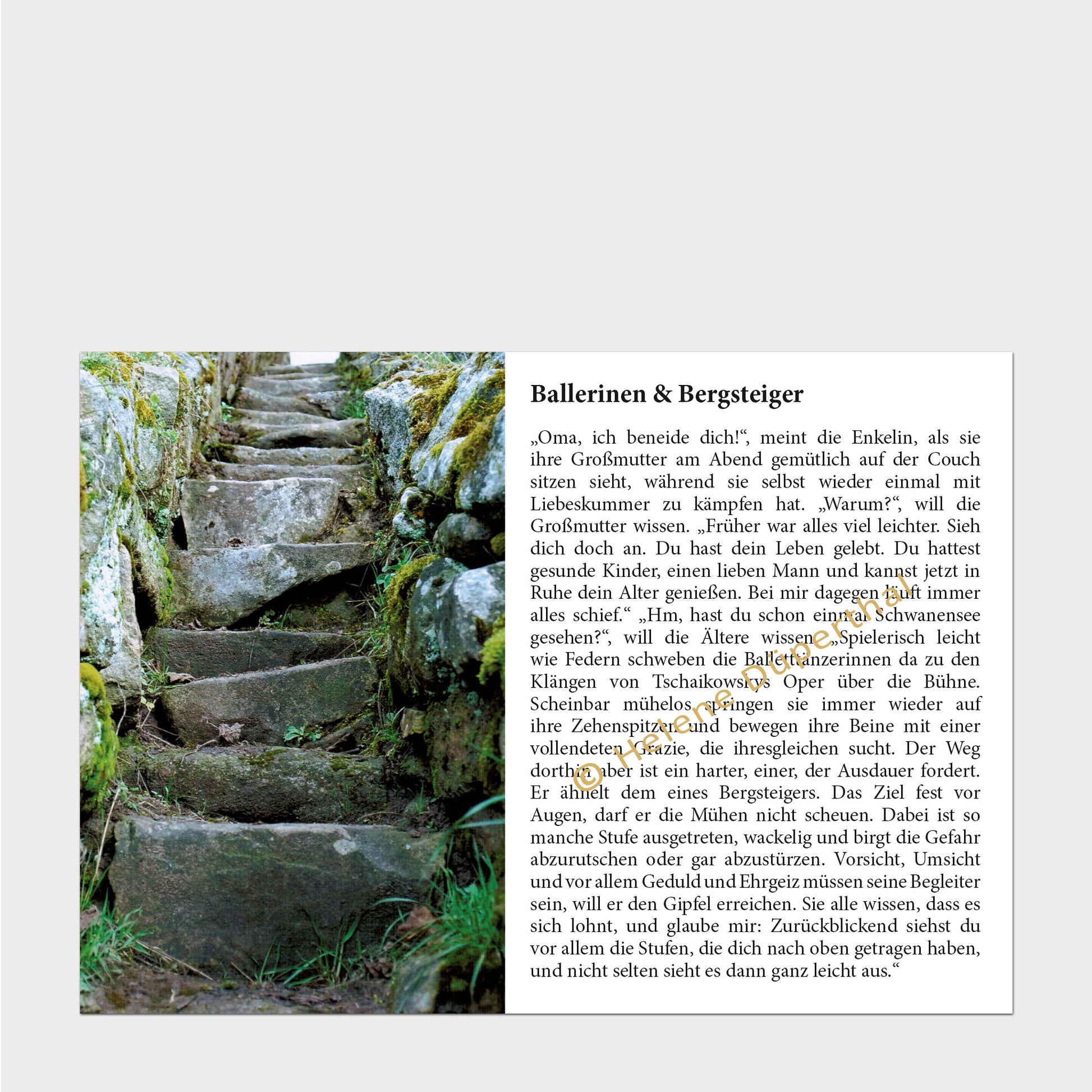 Eine Steintreppe und daneben eine Geschichte