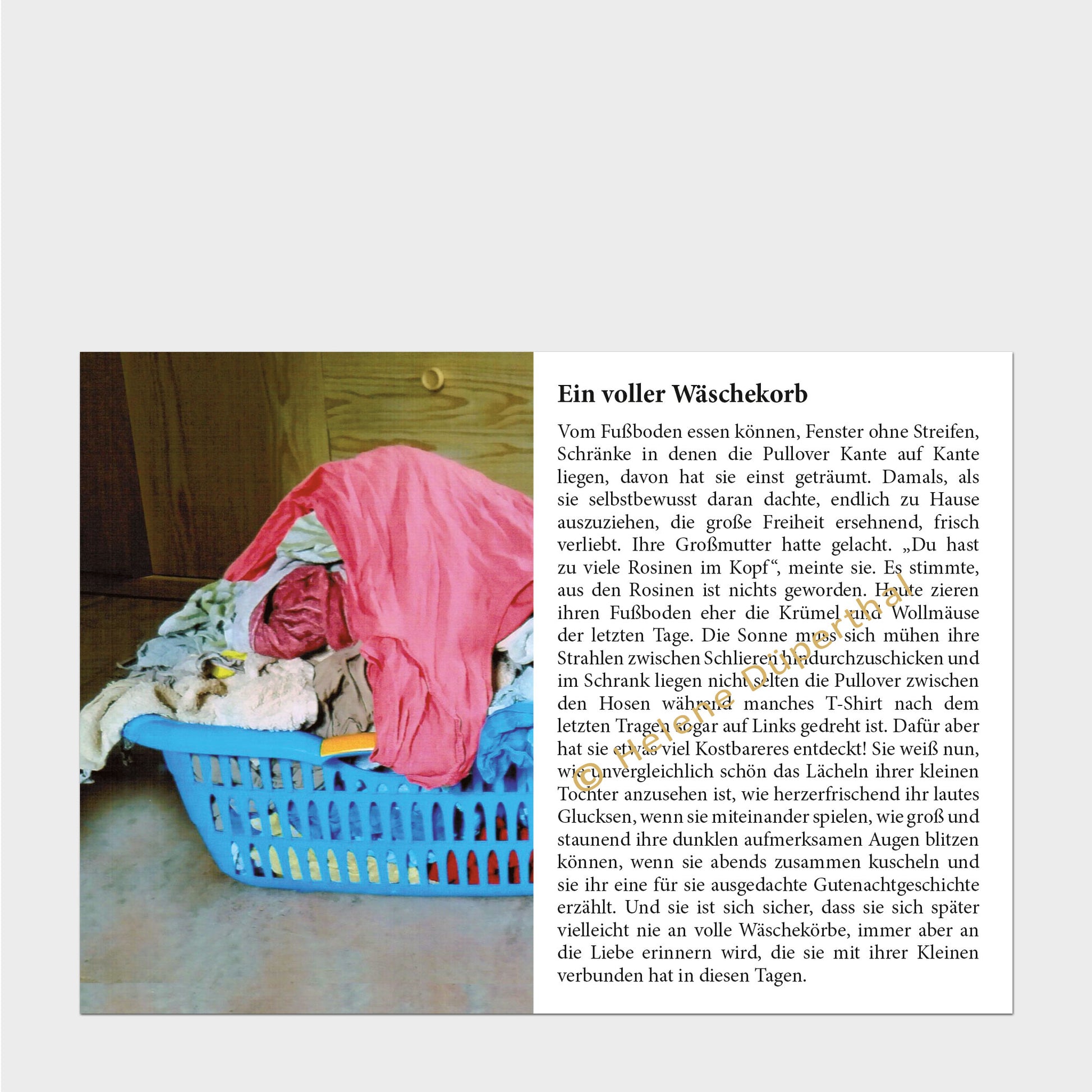 Ein voller Wäschekorb und daneben eine Geschichte