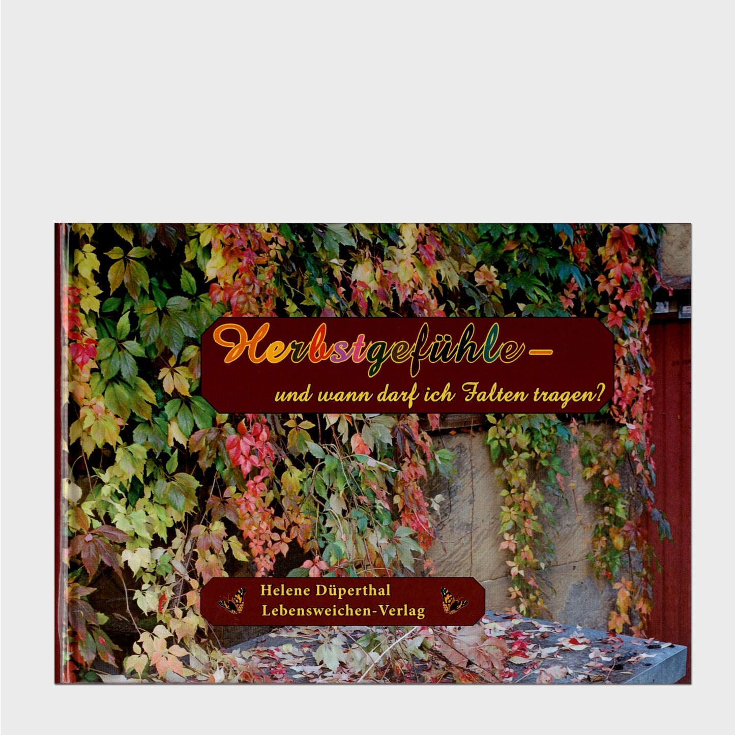 Buchcover Buntes Laub an einer Steinwand